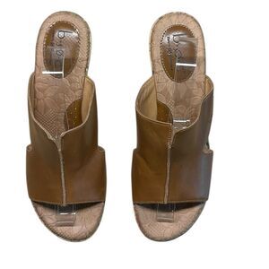 BOC Born of Concept Light Brown Dianna Leather Slip-On Wedge Sandals Size 7